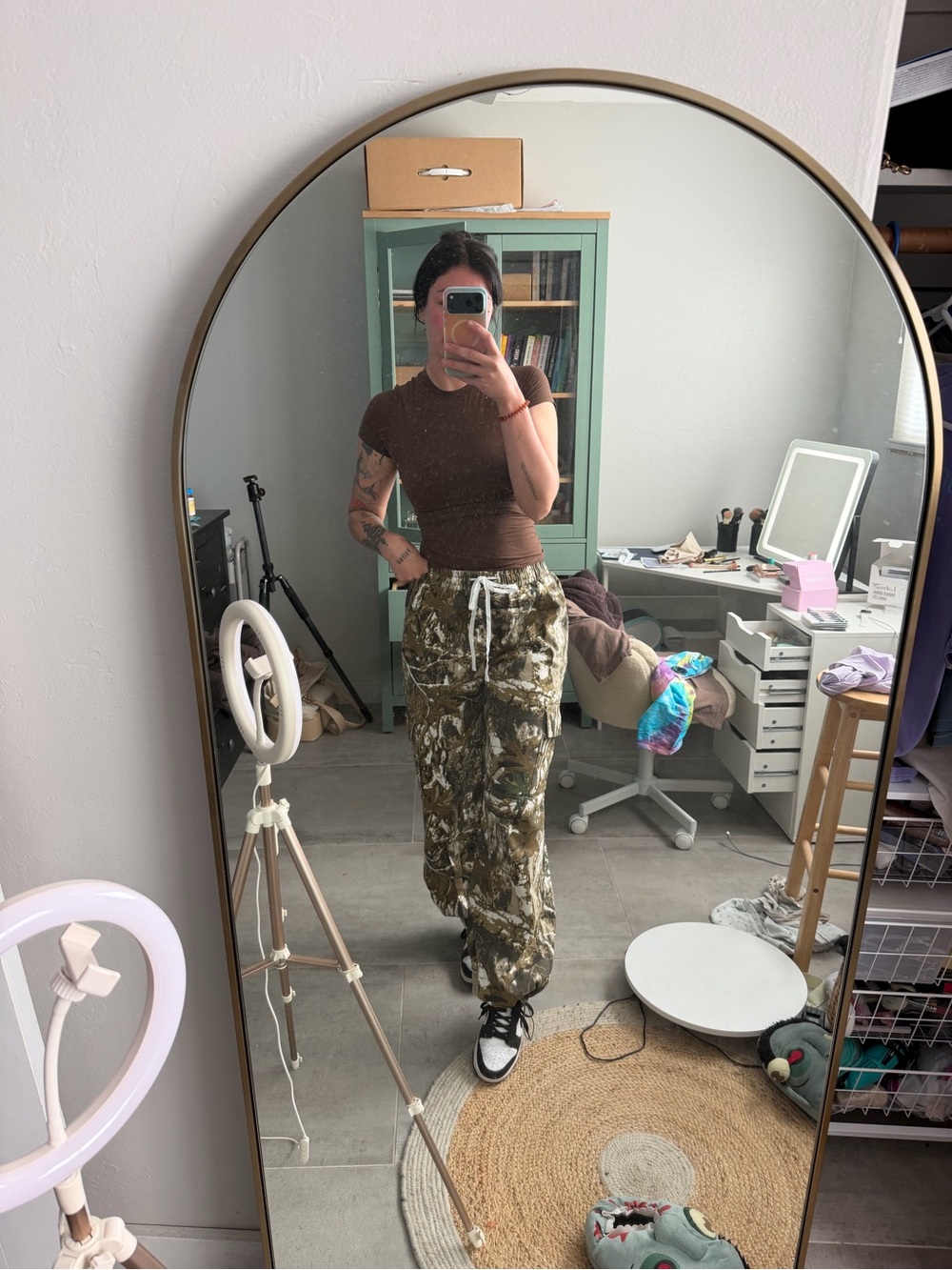 Wide Leg Olive Camo Cargo Pants